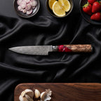 Hozuki Knife Duo (Gyuto & Petty) · Petty Knife on the cutting board