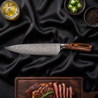 Yuhi Knife Trio (Gyuto, Nakiri & Petty) · Gyuto Chef Knife on the cutting board