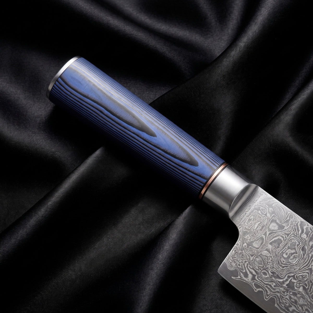 Aizome Nakiri Vegetable Knife · handle close-up