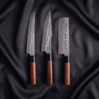 Tsubaki 3-Piece Knife Set · the full set on black silk