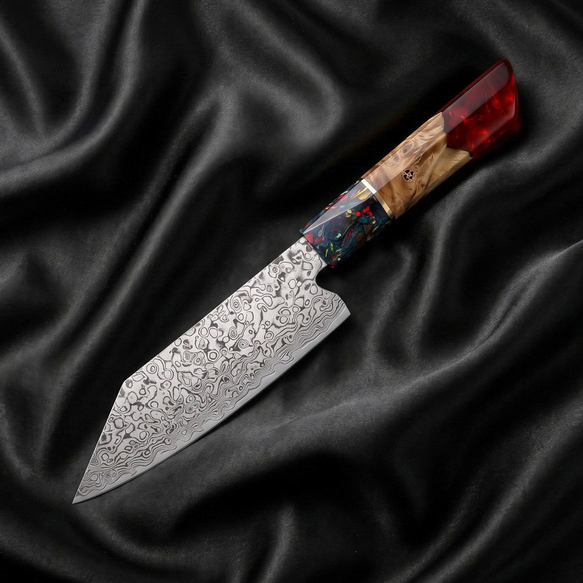 Saiun Bunka Knife · full blade on black silk