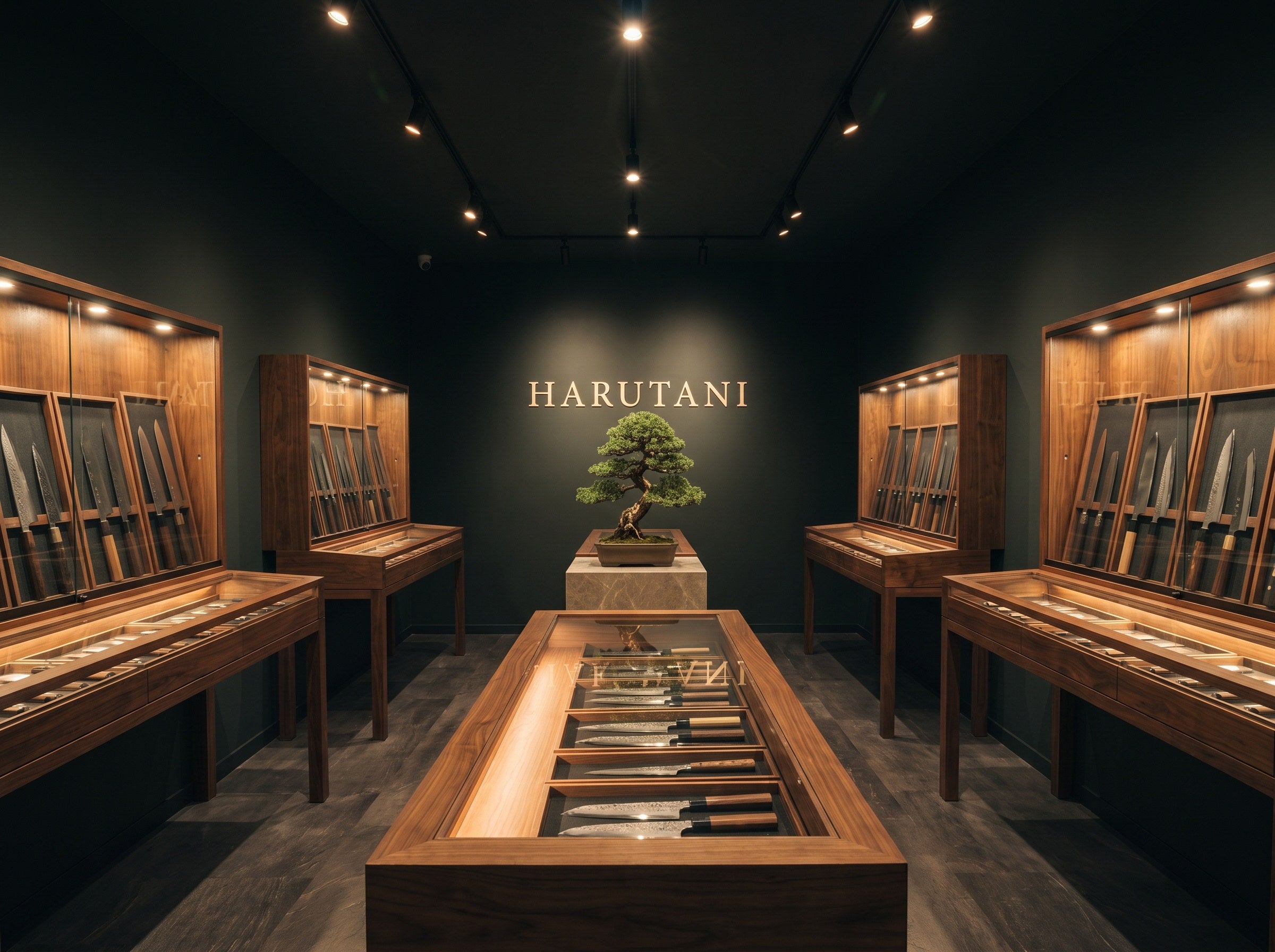 HARUTANI gallery interior with knife display cases
