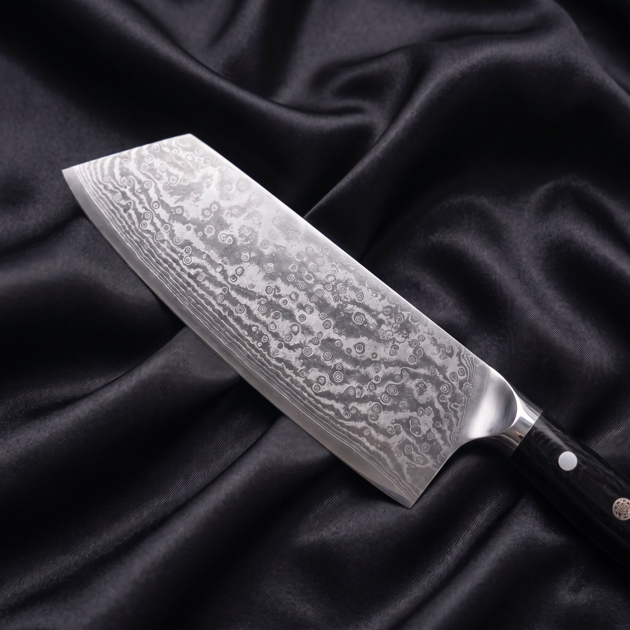 Homura Cleaver Knife · Damascus blade close-up
