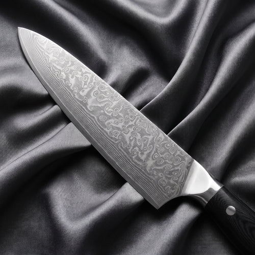 Homura Gyuto Chef Knife · Damascus blade close-up