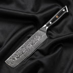 Homura Nakiri Knife · full blade on black silk