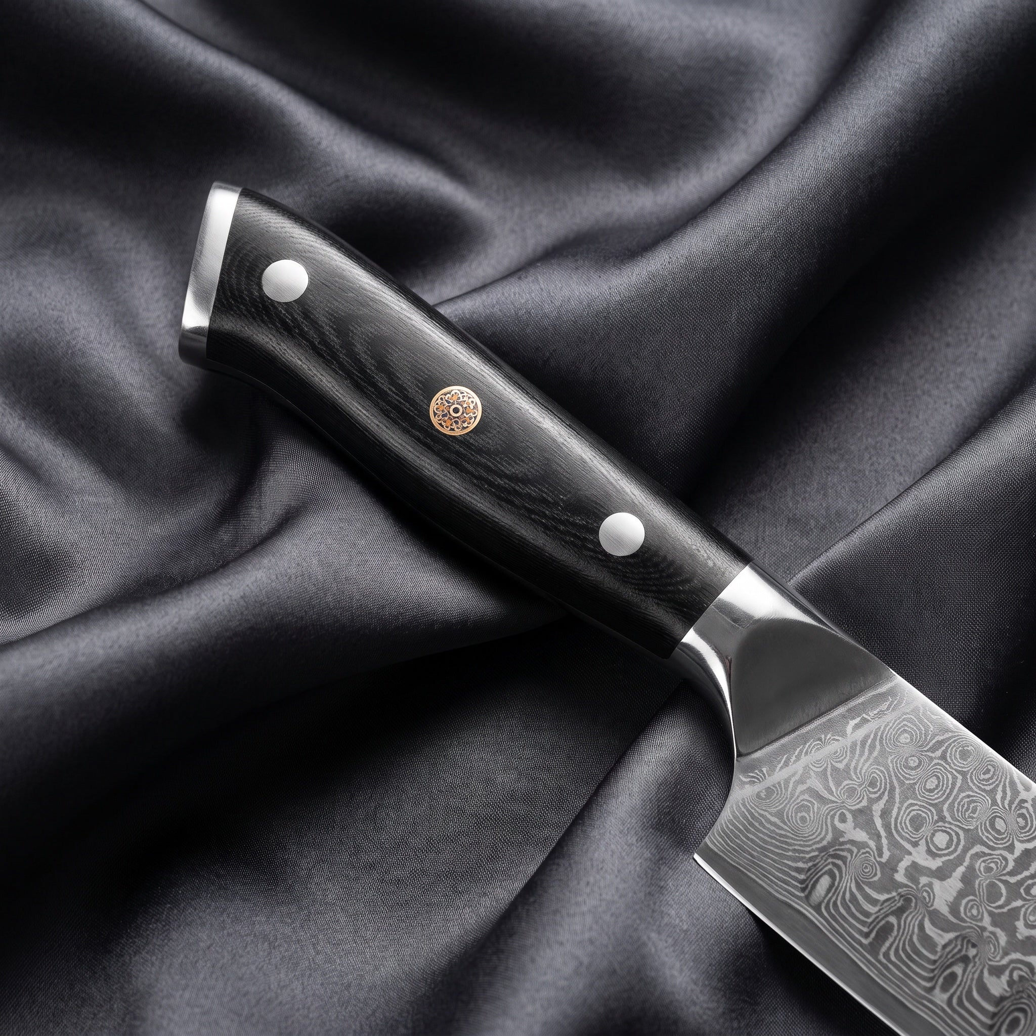 Homura Santoku Knife · handle close-up