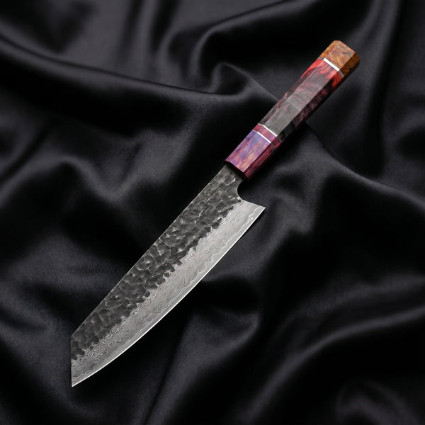 Hotaru Kiritsuke Chef Knife · full blade on black silk