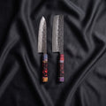 Hotaru Knife Duo (Gyuto & Nakiri) · the full set on black silk