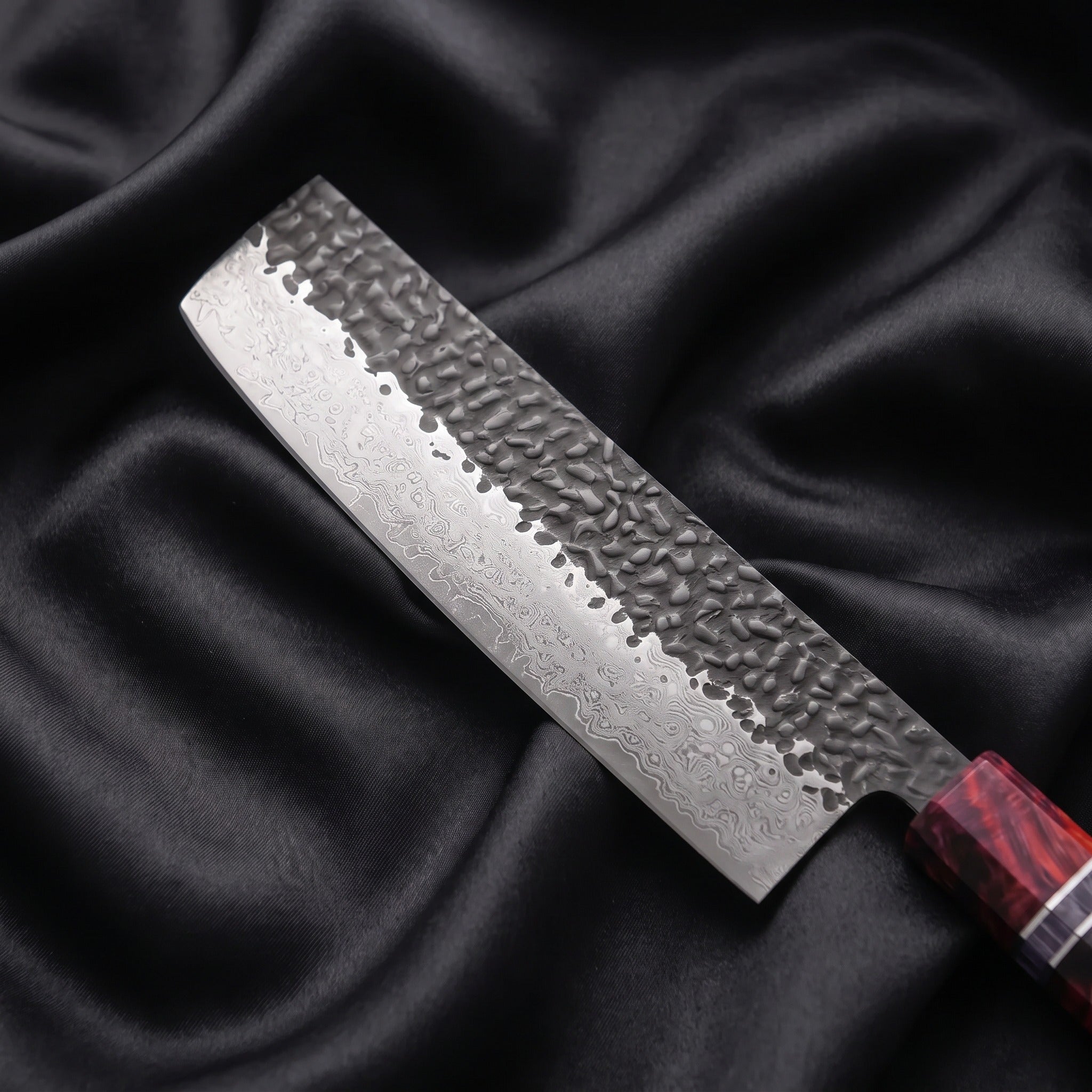 Hotaru Nakiri Knife · Damascus blade close-up