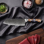 Hyoga Damascus Knife Set · on the cutting board