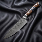Hyoga Gyuto Chef Knife · full blade on black silk