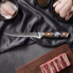 Hyoga Honesuki Boning Knife · on the cutting board