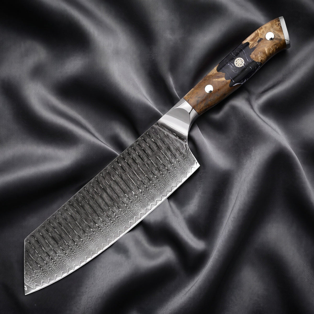 Hyoga Kiritsuke Chef Knife · full blade on black silk