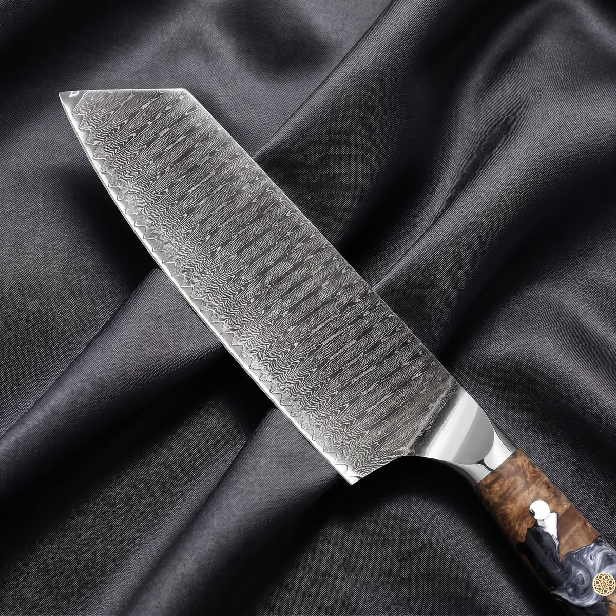 Hyoga Kiritsuke Chef Knife · Damascus blade close-up
