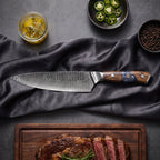 Hyoga Knife Duo (Gyuto & Petty) · on the cutting board