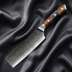 Hyoga Nakiri Knife · full blade on black silk