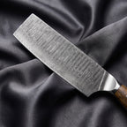 Hyoga Nakiri Knife · Damascus blade close-up