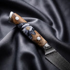 Hyoga Petty Utility Knife · handle close-up