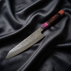 Kasumi Kiritsuke Chef Knife · full blade on black silk