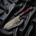 Kasumi Santoku Knife · full blade on black silk