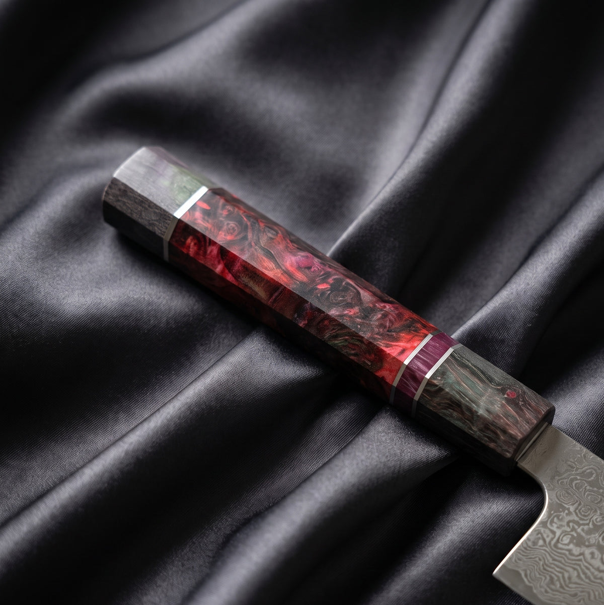 Kasumi Santoku Knife · handle close-up
