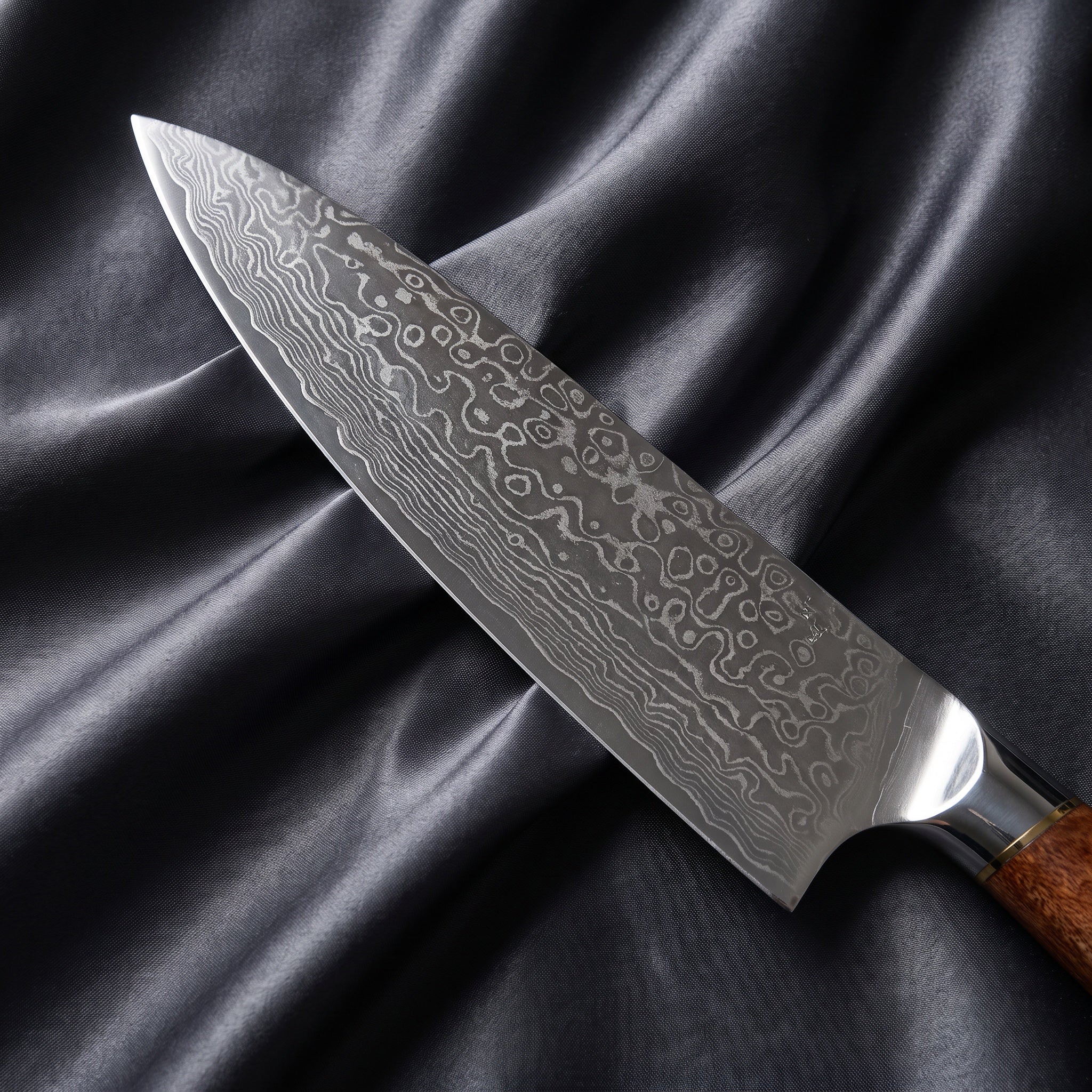 Komorebi Gyuto Chef Knife · Damascus blade close-up