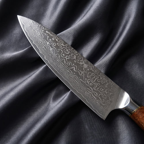 Komorebi Gyuto Chef Knife · Damascus blade close-up