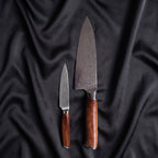 Komorebi Knife Duo (Gyuto & Petty) · the full set on black silk