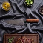 Komorebi Knife Duo (Gyuto & Petty) · on the cutting board