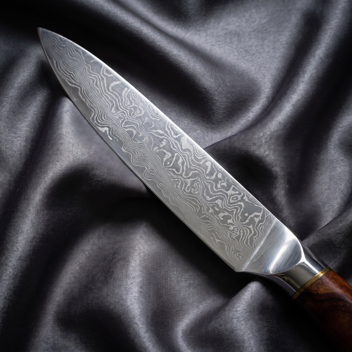 Komorebi Petty Utility Knife · Damascus blade close-up