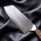 Konoha Cleaver Knife · Damascus blade close-up