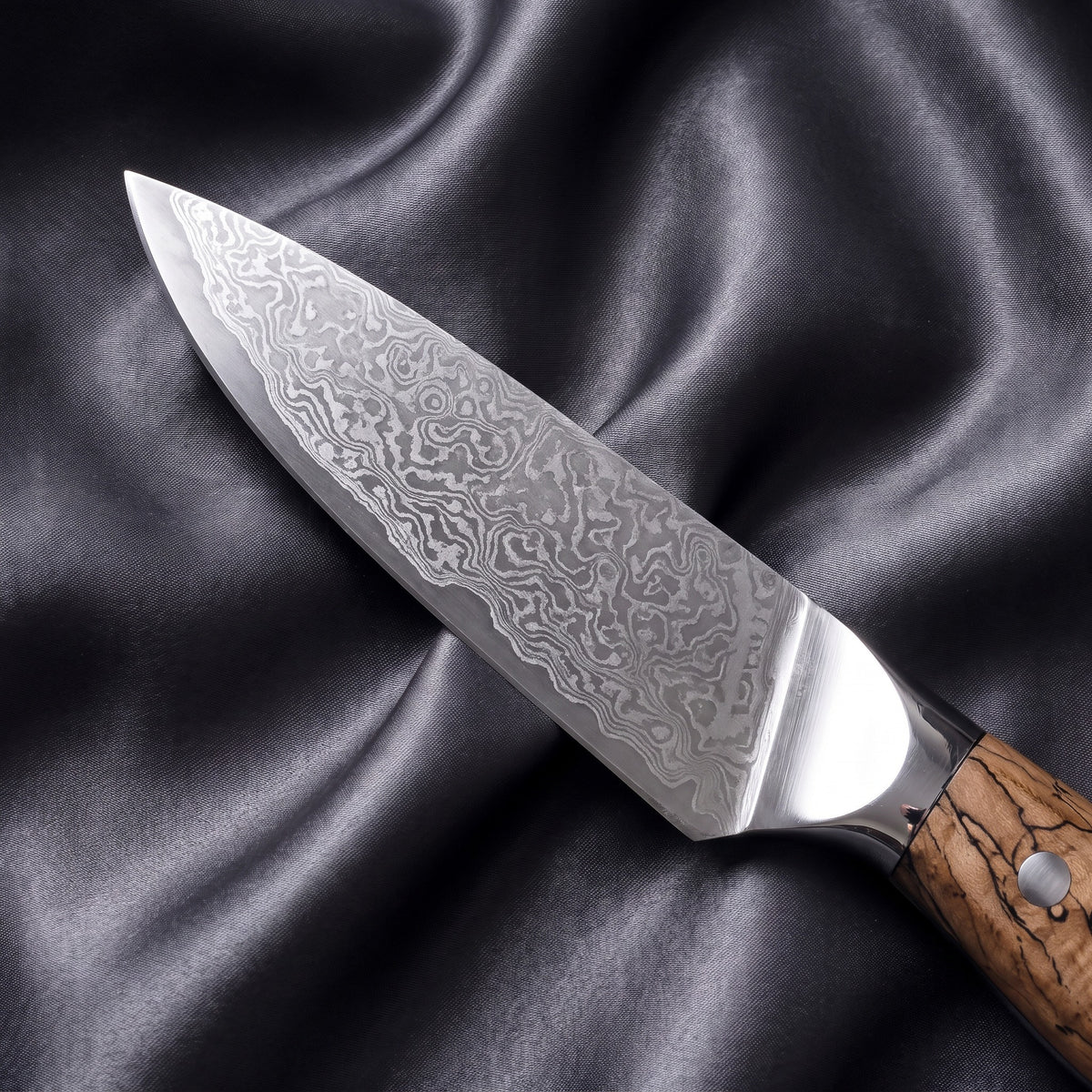 Konoha Paring Knife · Damascus blade close-up