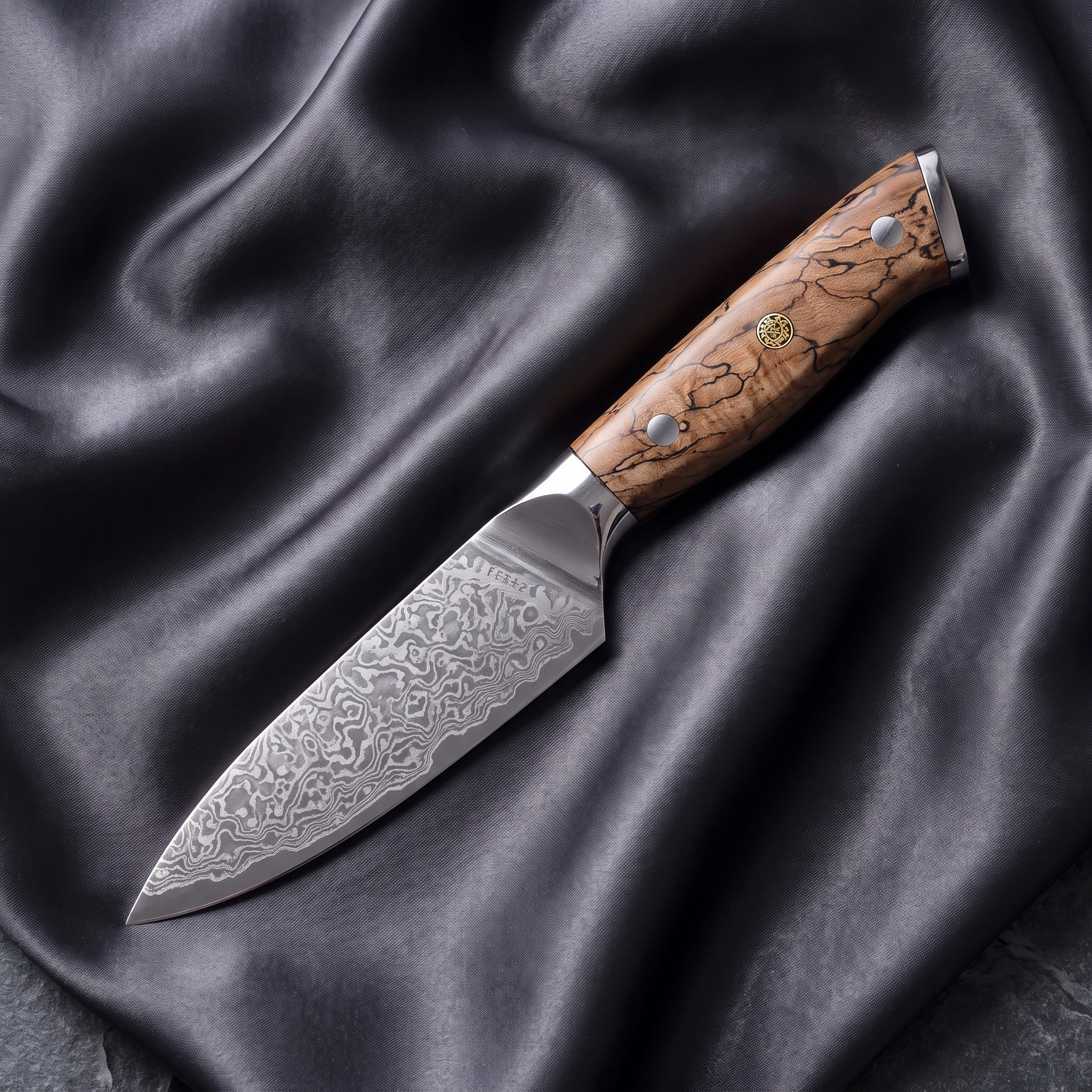 Konoha Paring Knife · full blade on black silk