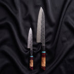 Minato Knife Duo (Gyuto & Petty) · the full set on black silk