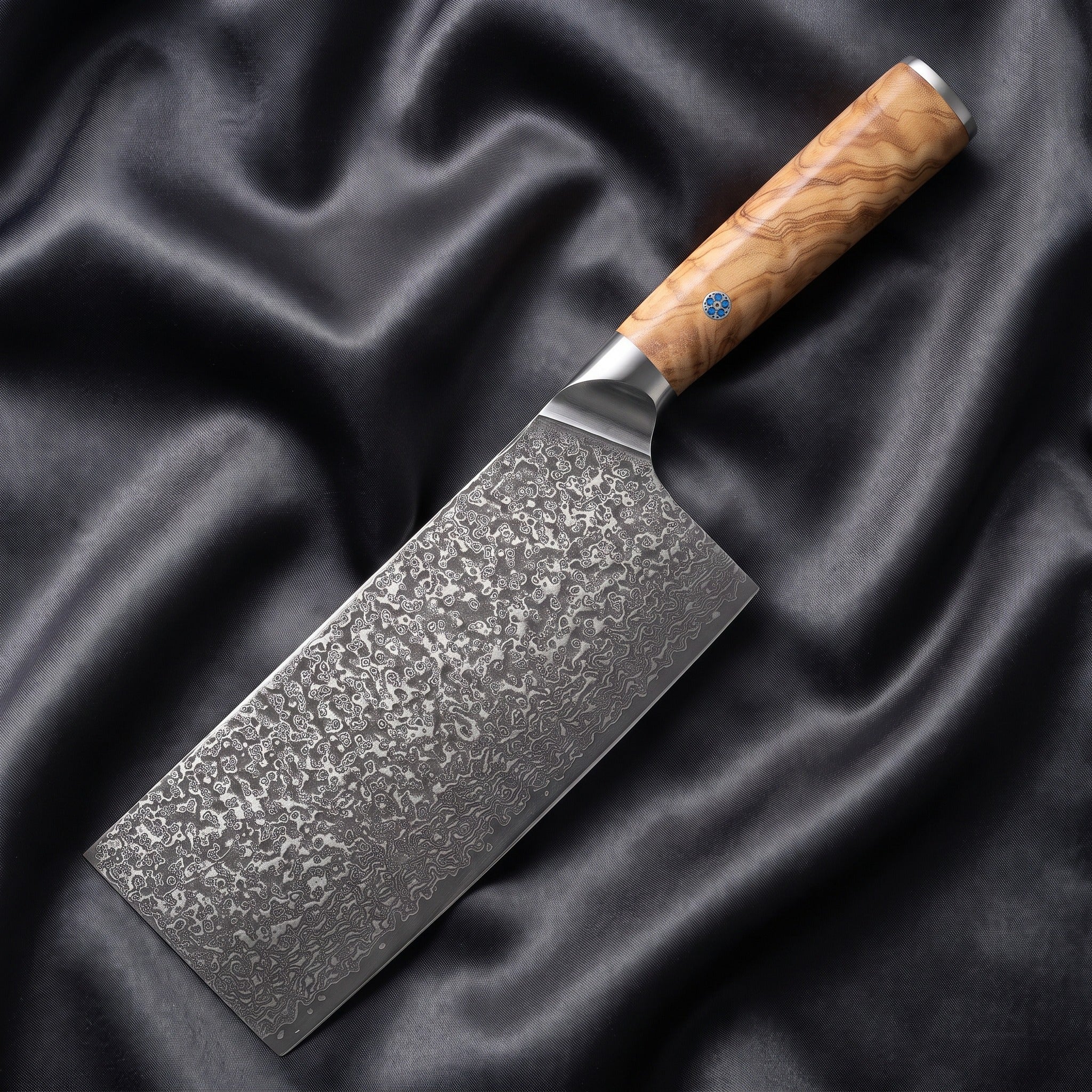 Nishiki Cleaver Knife · full blade on black silk