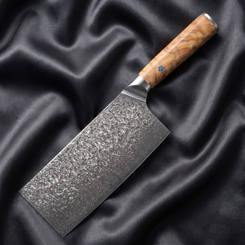 Nishiki Cleaver Knife · full blade on black silk