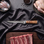 Nishiki Damascus Knife Set · on the cutting board
