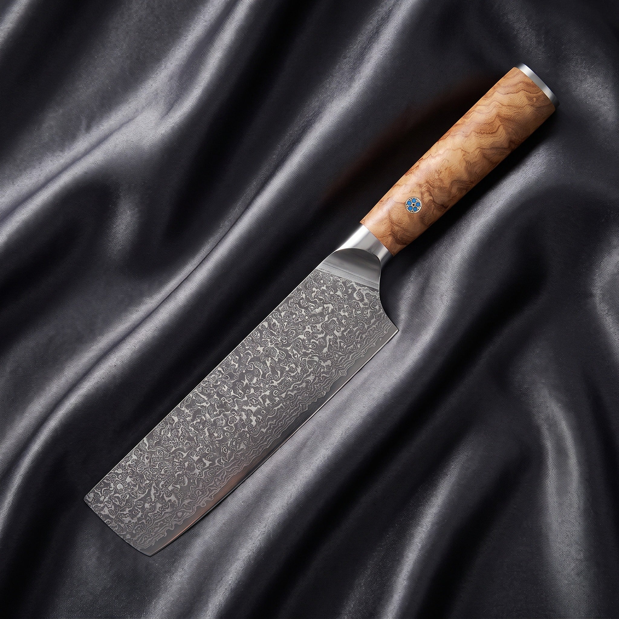 Nishiki Nakiri Knife · full blade on black silk