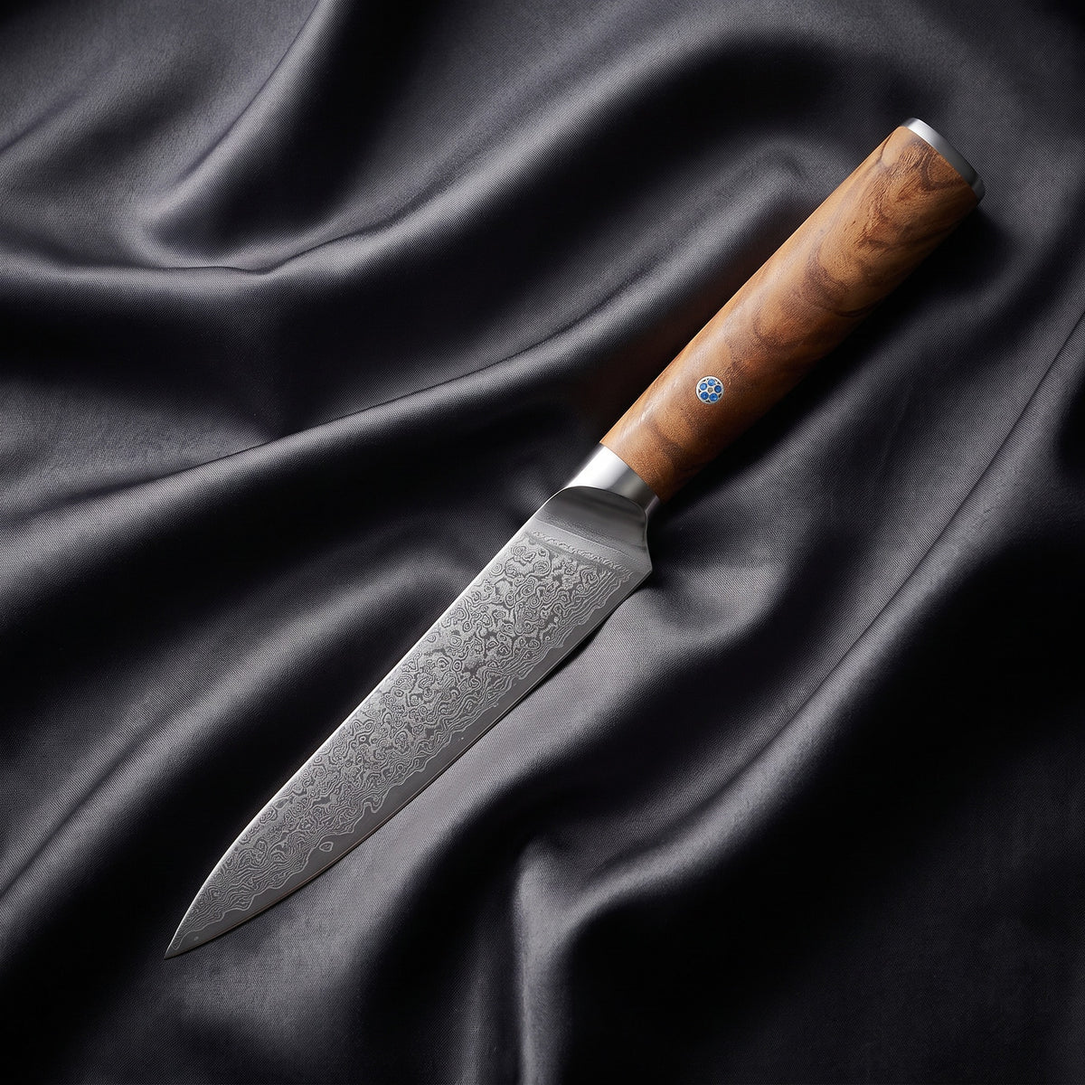 Nishiki Petty Utility Knife · full blade on black silk