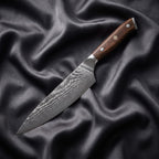 Okami Gyuto Chef Knife · full blade on black silk