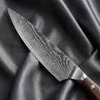 Okami Gyuto Chef Knife · Damascus blade close-up