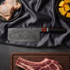 Raiden Cleaver Knife · on the cutting board
