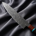 Raiden Gyuto Chef Knife · Damascus blade close-up
