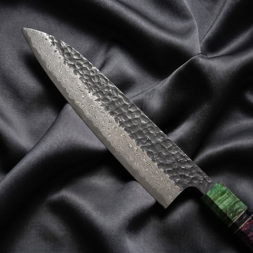 Rekka Gyuto Chef Knife · Damascus blade close-up