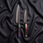 Rekka Knife Duo (Gyuto & Petty) · the full set on black silk