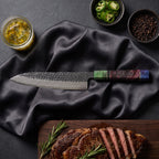 Rekka Knife Duo (Gyuto & Petty) · Gyuto on the cutting board