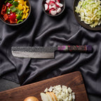 Rekka Knife Trio (Gyuto, Nakiri & Petty) · Nakiri on the cutting board