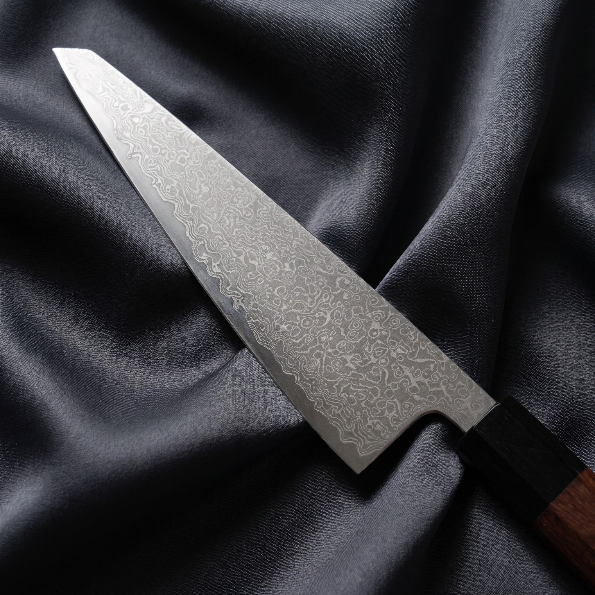 Samidare Honesuki Boning Knife · Damascus blade close-up