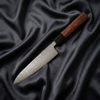 Samidare Petty Utility Knife · full blade on black silk