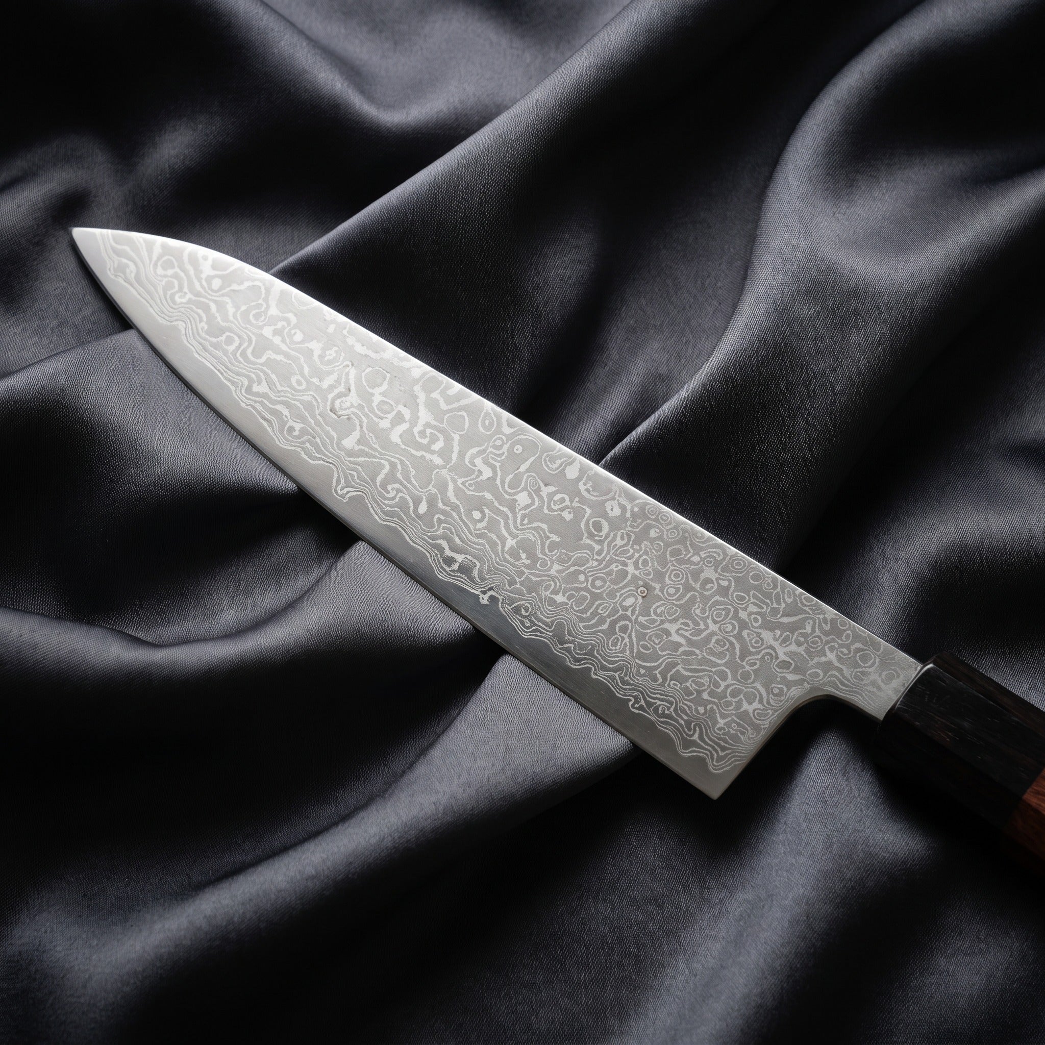 Samidare Petty Utility Knife · Damascus blade close-up